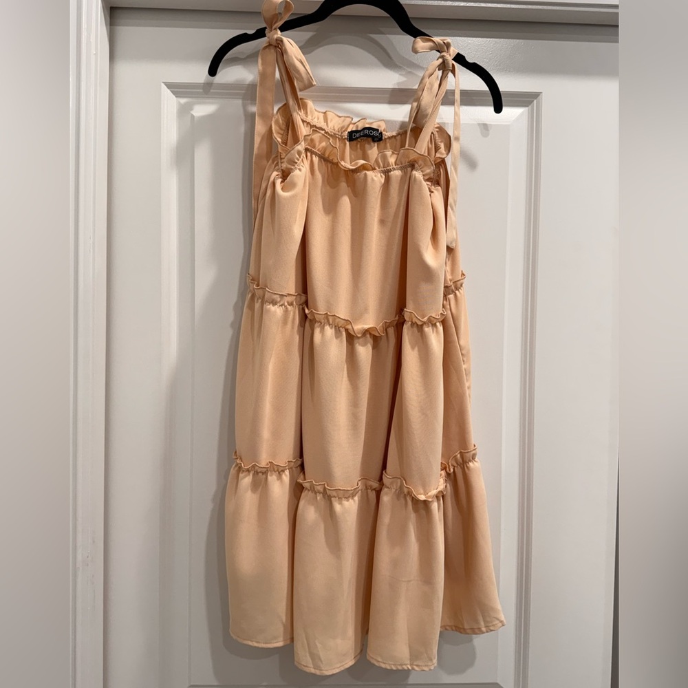 Peach Nude Ruffle Tiered Dress